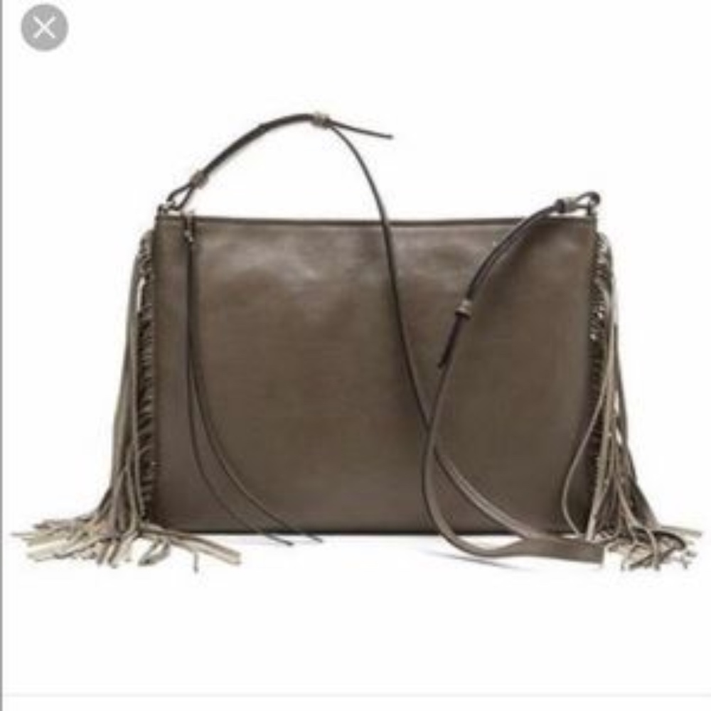 Banana Republic Fringe Crossbody Gray/Taupe